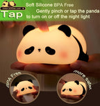Lying Flat Panda Night Light,Silicone Dimmable Nursery Nightlight, Rechargeable Bedside Touch Lamp.